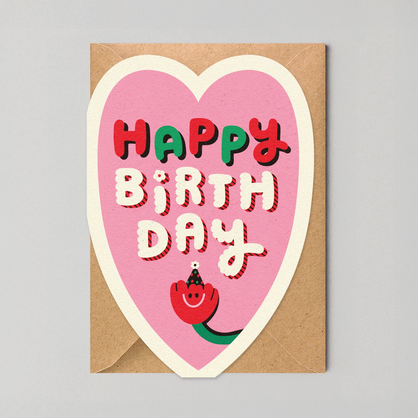 Red Tulip Heart Shaped Happy Birthday Card By Penny Black