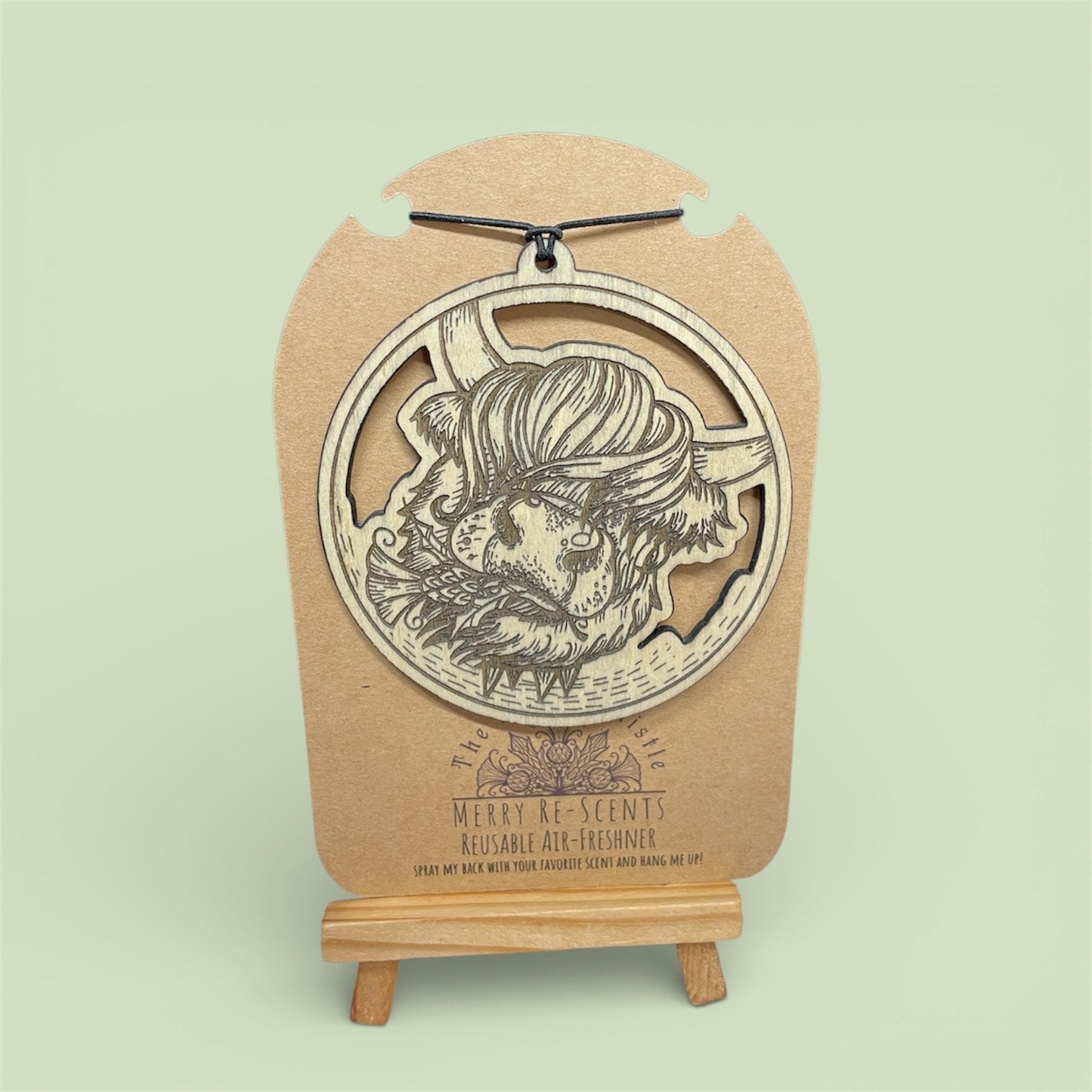 Highland Coo Tattoo Reusable Air Freshener by penny black