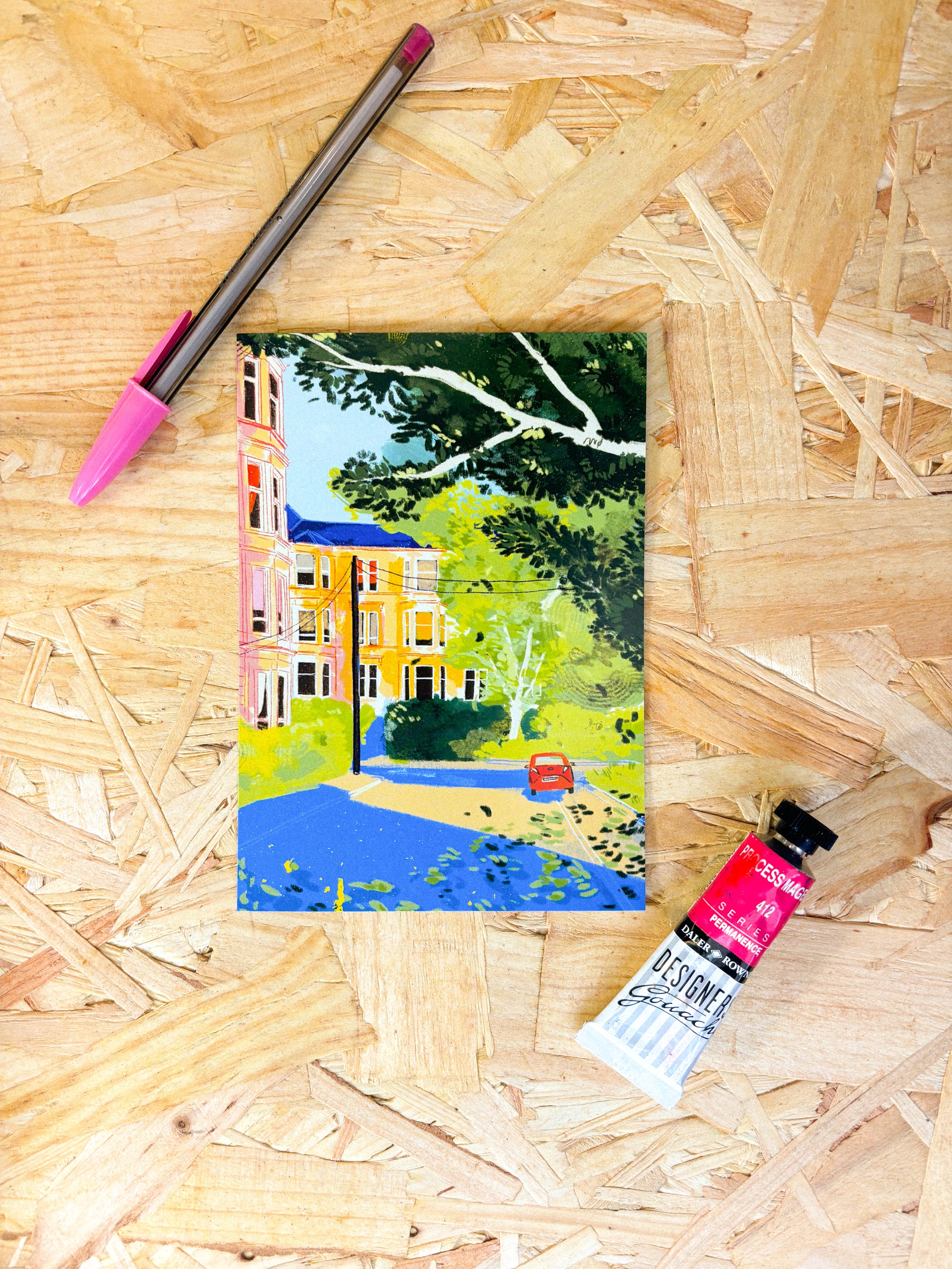 Dennistoun Back Court Illustrated Postcard By Penny Black