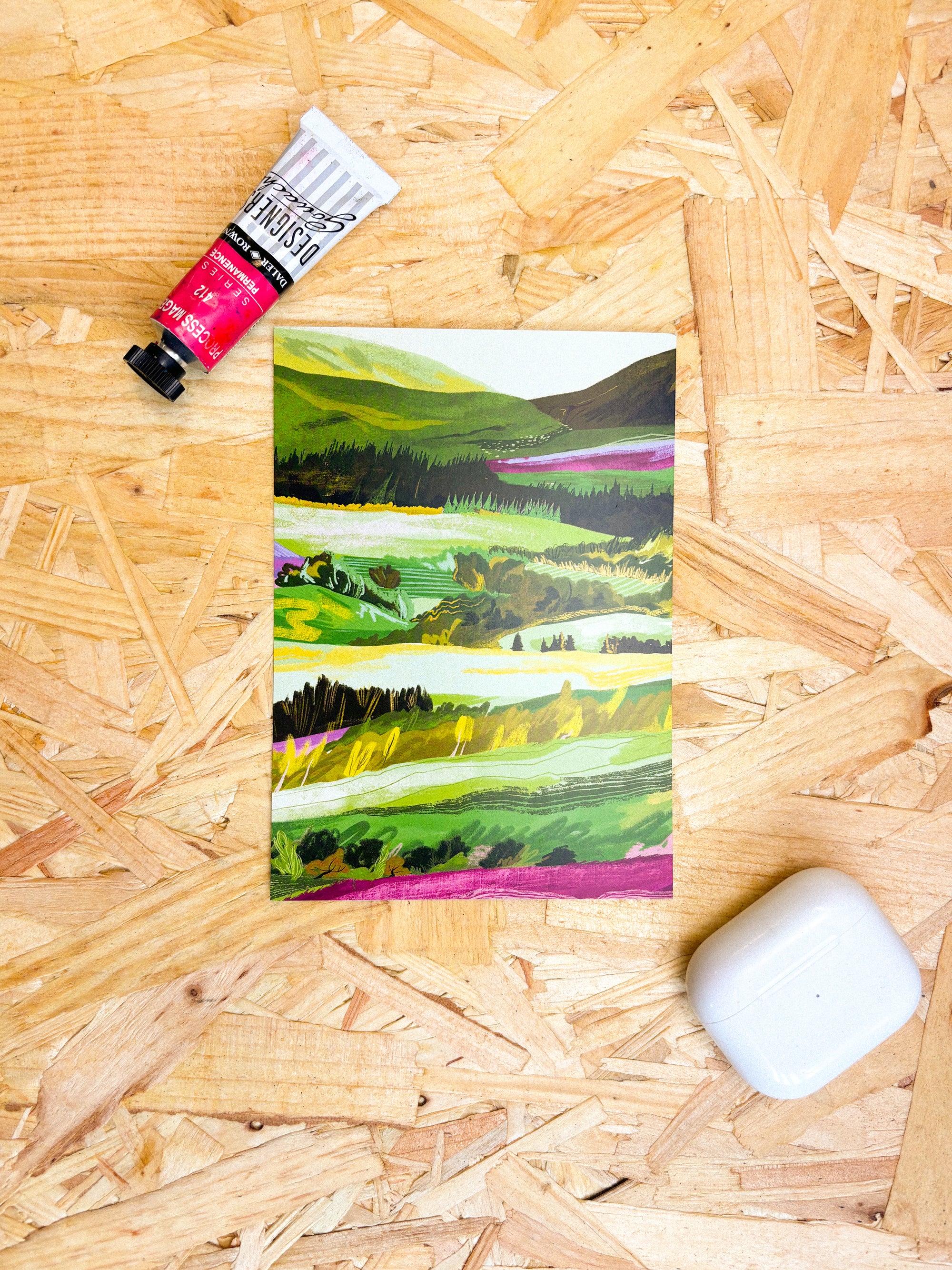 Scottish Countryside Illustrated Postcard By Penny Black