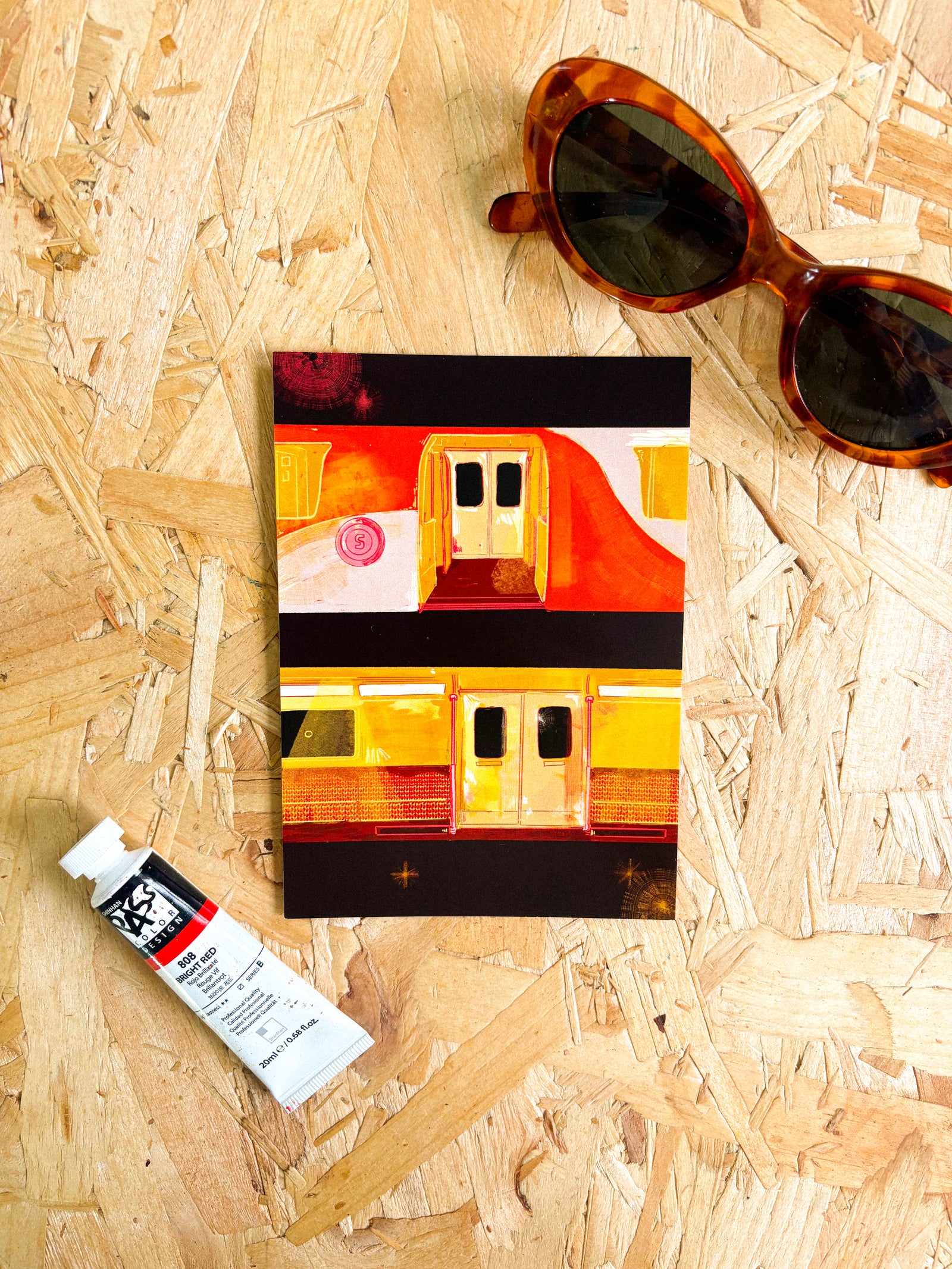 Glasgow Subway Illustrated Postcard By Penny Black