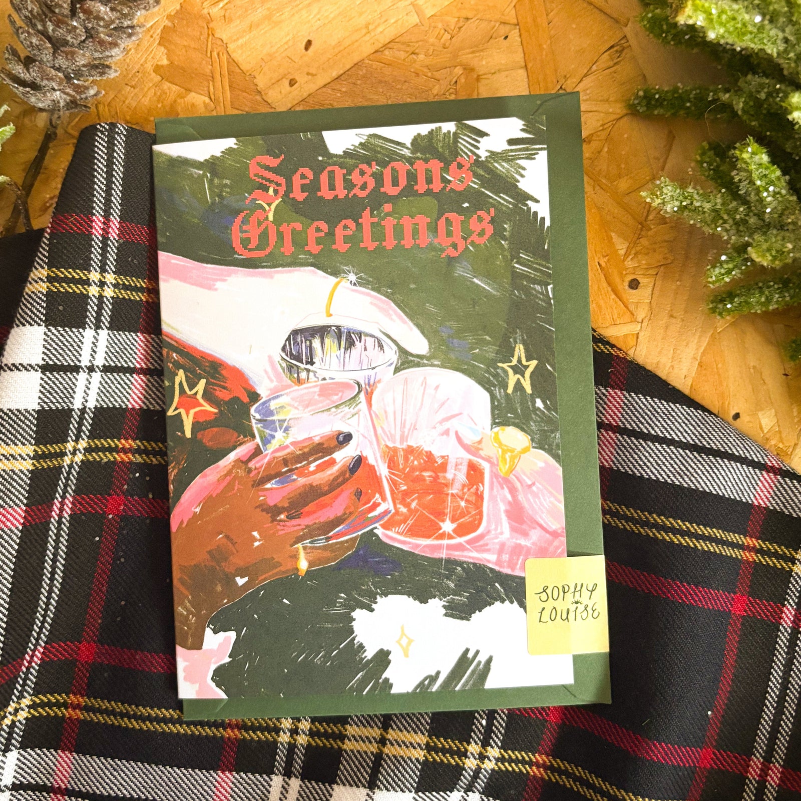 Cheers To That Seasons Greetings Scottish Christmas Card by penny black