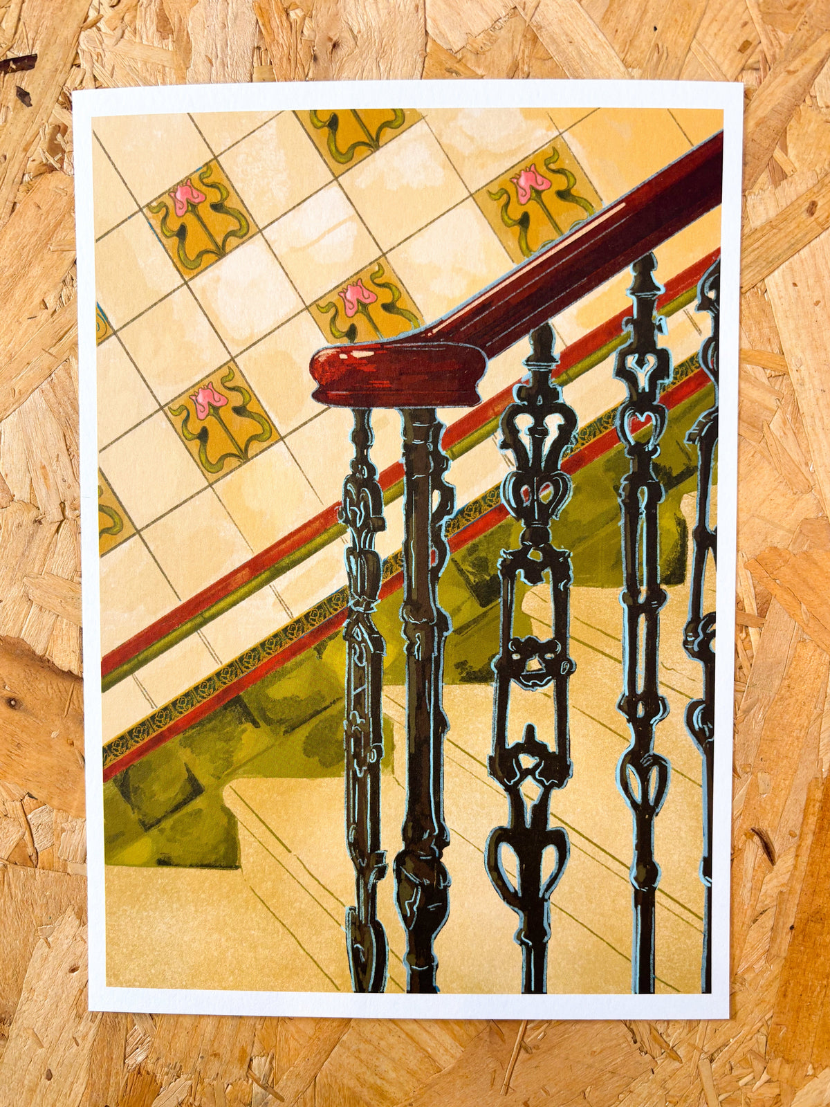 Glasgow Tenement Tiles A4 Art Print by sophy louise illustration at penny black