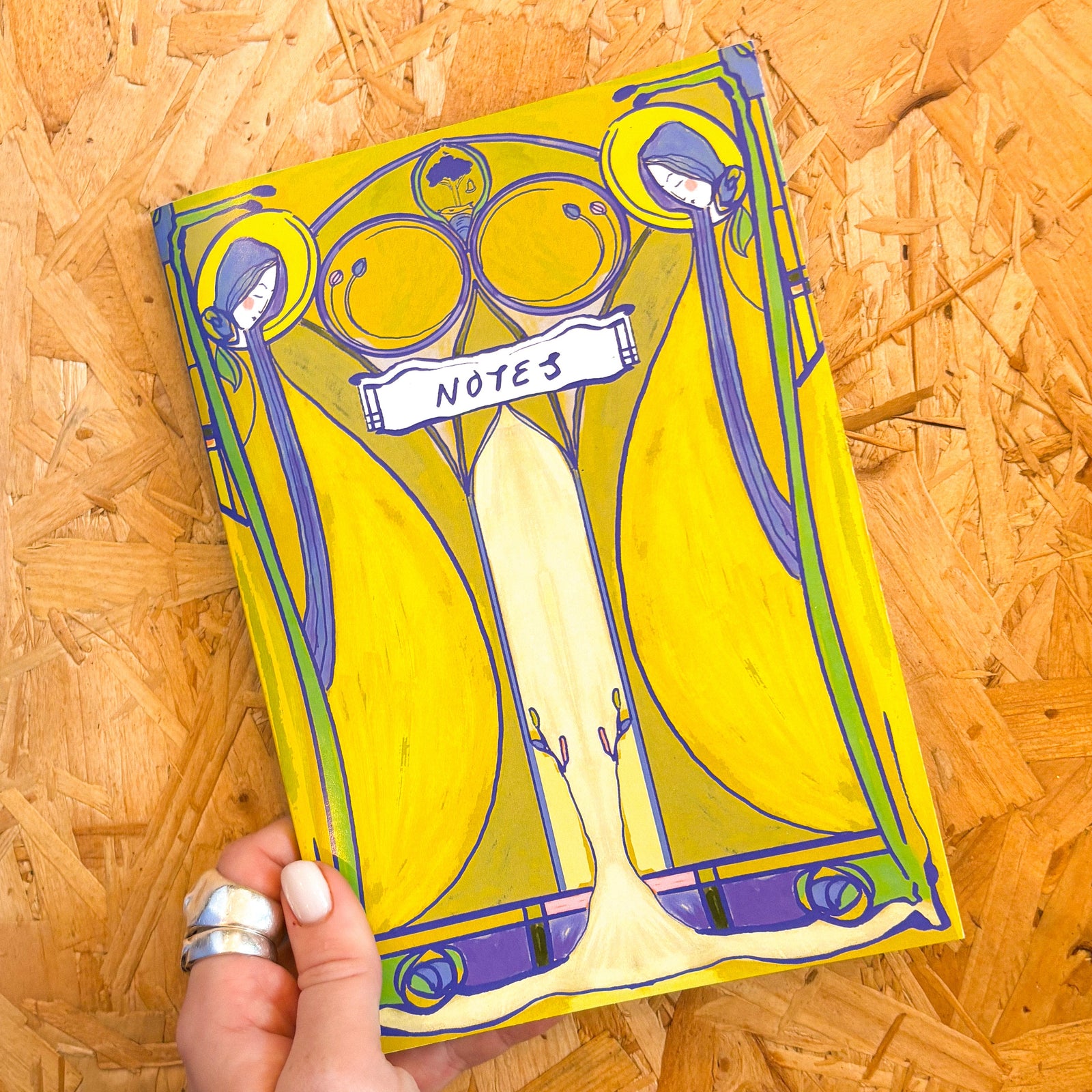 Glasgow Art Nouveau Stained Glass A5 Notebook by penny black