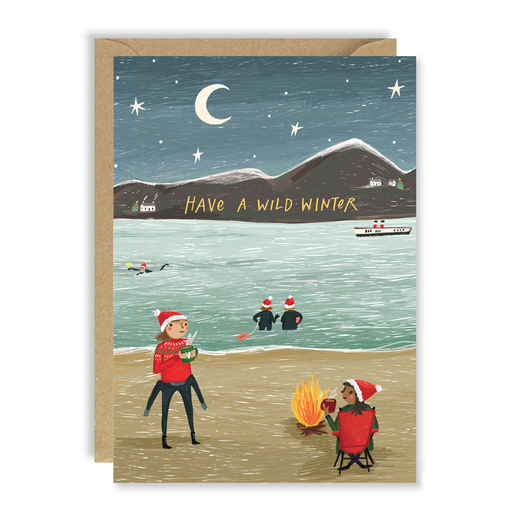 Wild Winter Swim Christmas Card by penny black