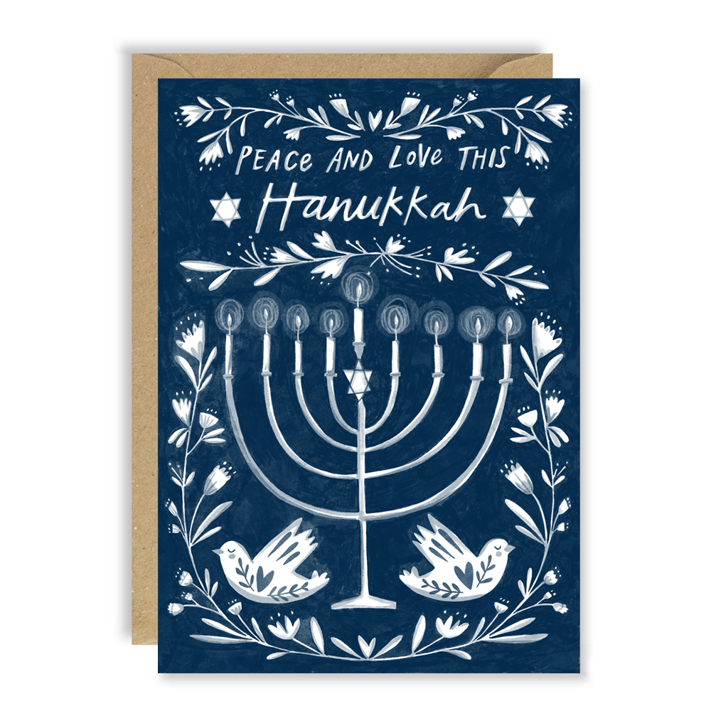 Delft Peace Love Hanukkah Card by penny black