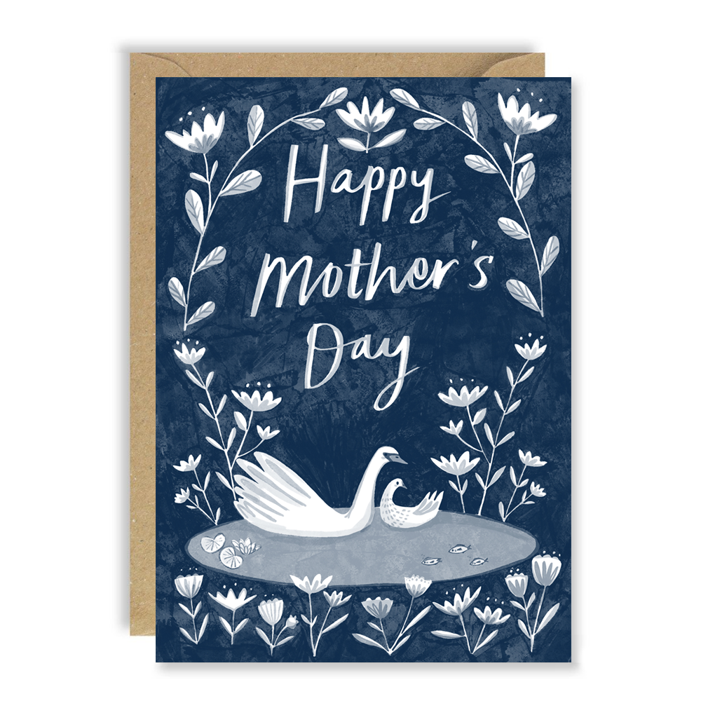 Delft Swan and Cygnet Mother's Day Card by penny black
