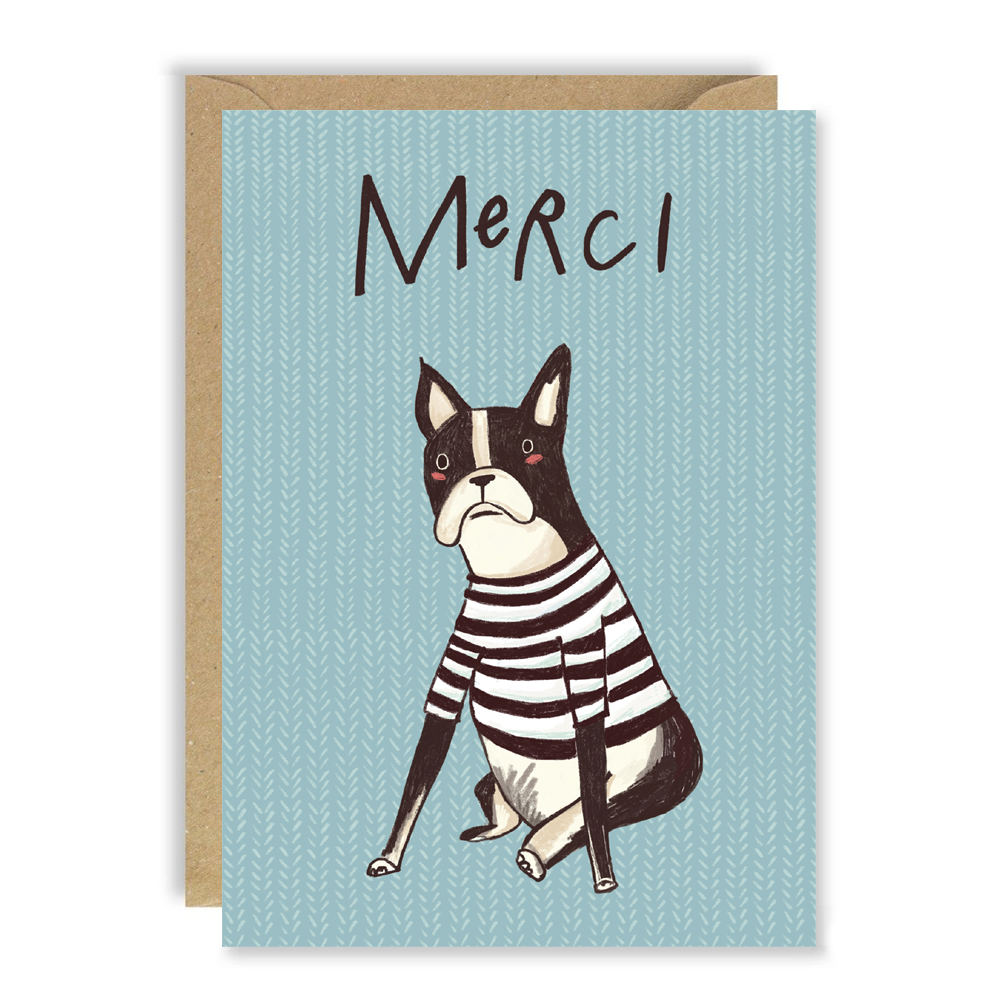 Merci French Bulldog Thank You Card by penny black