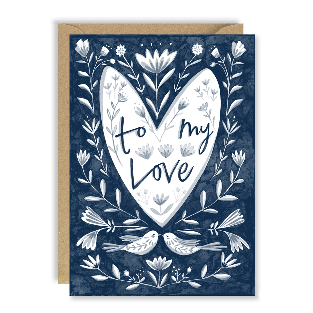 To My Love Delft Lovebirds Valentine Card by penny black