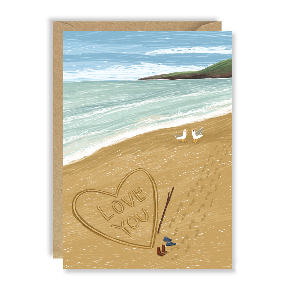 Love You Beach Message Valentine's Day Card by penny black