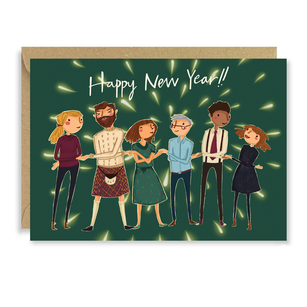 Auld Lang Syne Hogmanay New Year Card by penny black