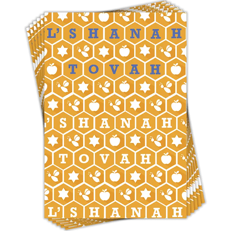 Honeycomb L&#39;Shanah Tovah Jewish New Year Cards 6 Pk