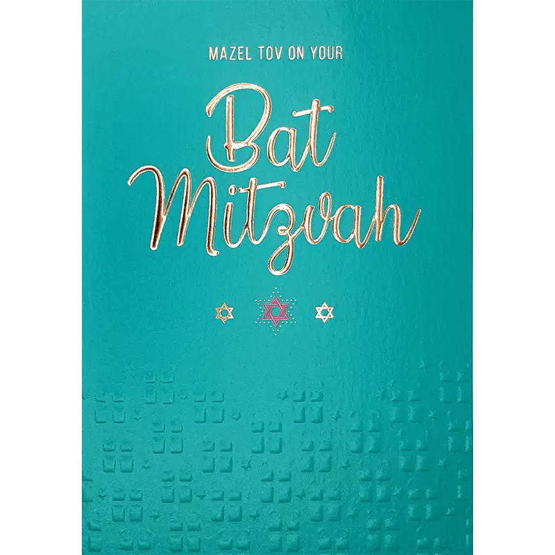Turquoise Mazel Tov On Your Bat Mitzvah Card