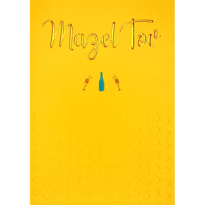 Yellow Champagne Bottle Mazel Tov Card