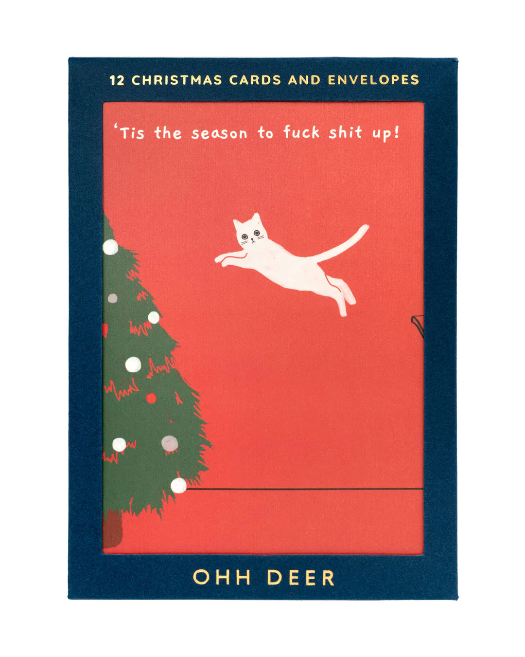 Ken The Cat Funny Christmas Card Set 12 Pack by PEnny Black