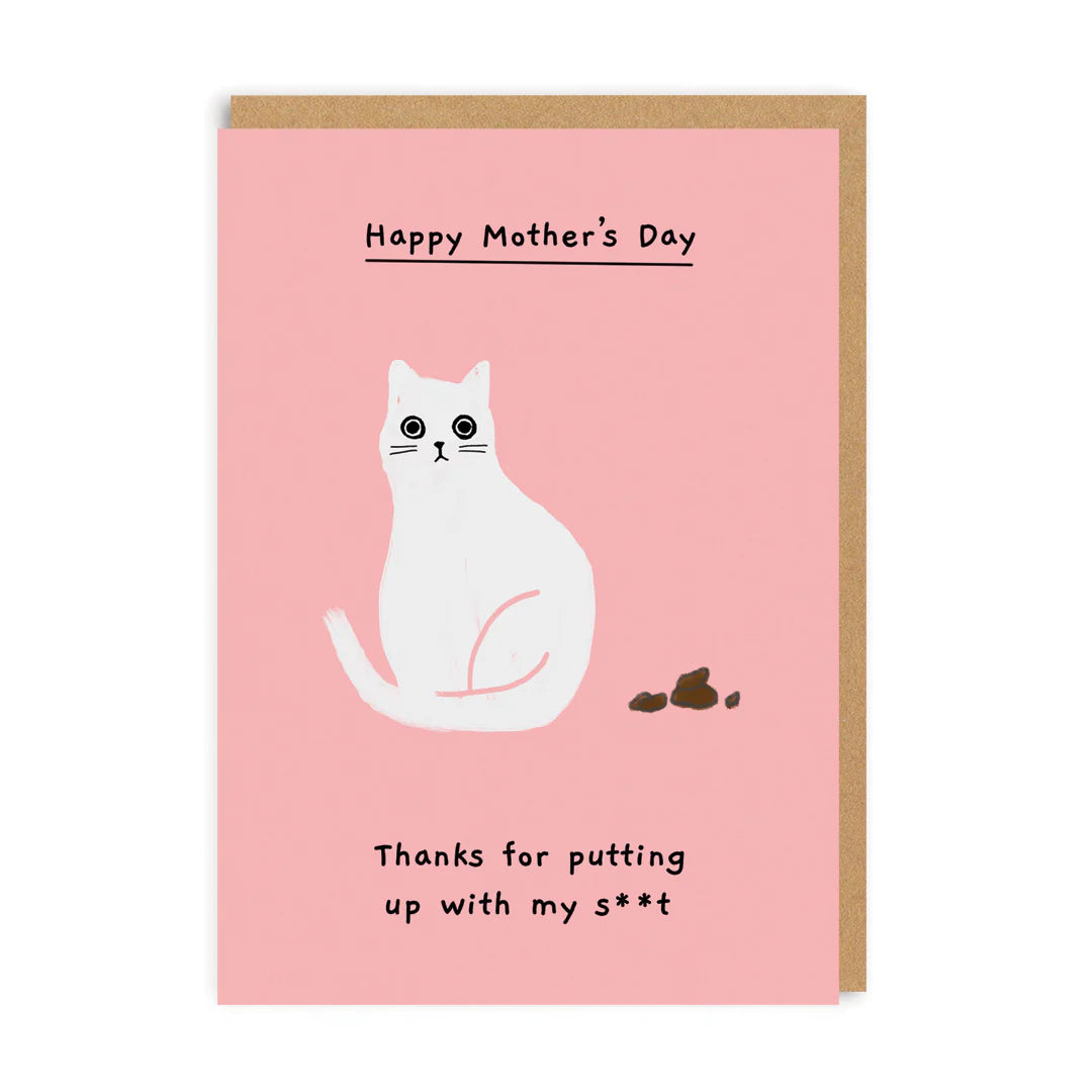 Putting Up With My Shit Ken The Cat Mother's Day Card by penny black