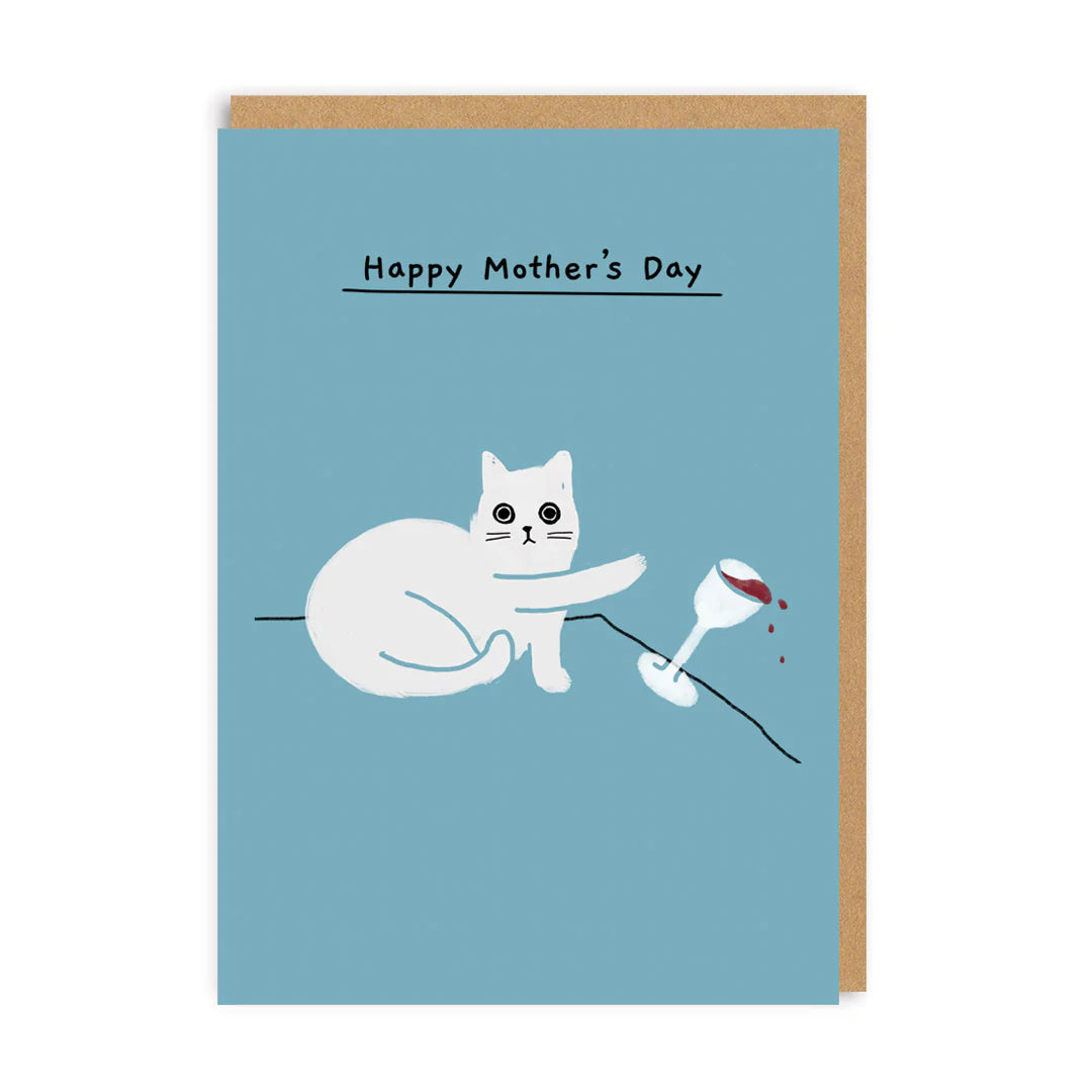 Wine Glass Ken The Cat Funny Mother's Day Card by penny black