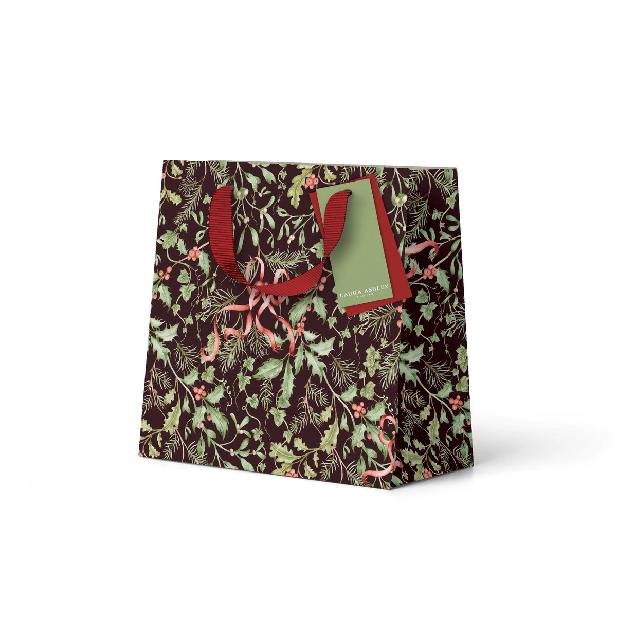 Laura Ashley Holly & Bows Small Christmas Gift Bag By Penny Black