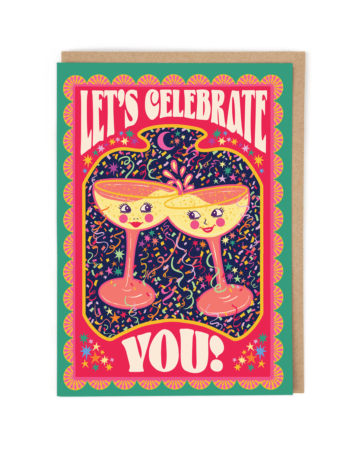 Let&#39;s Celebrate You Champers Psychedelic Card by penny black