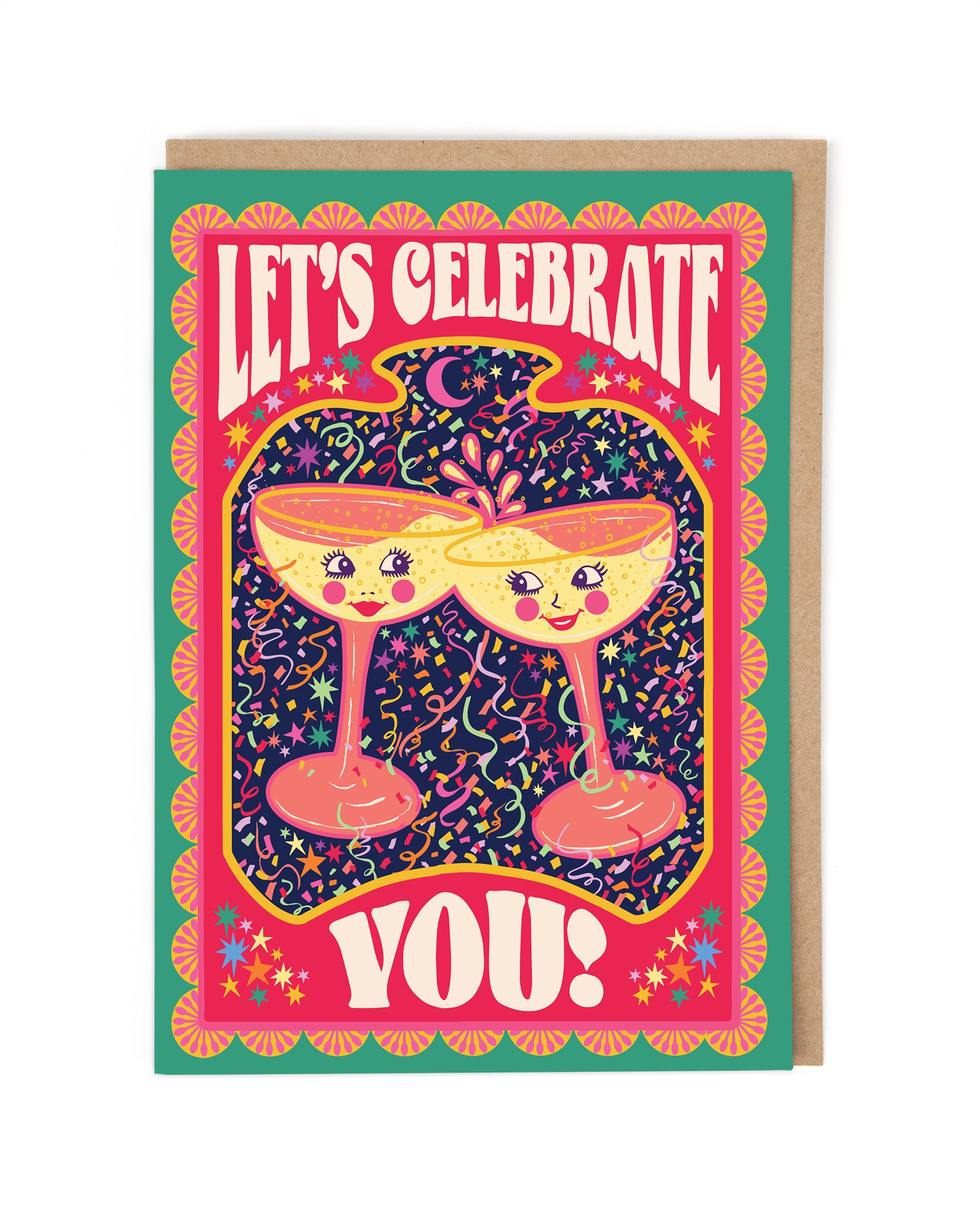Let's Celebrate You Champers Psychedelic Card by penny black