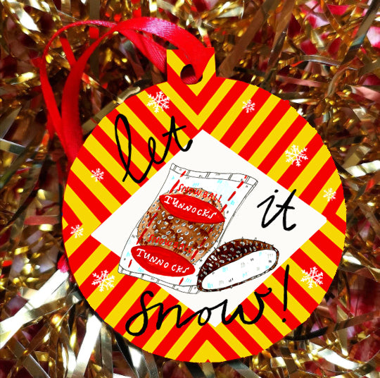 Let It Snow Tunnocks Snowball Christmas Decoration by penny black