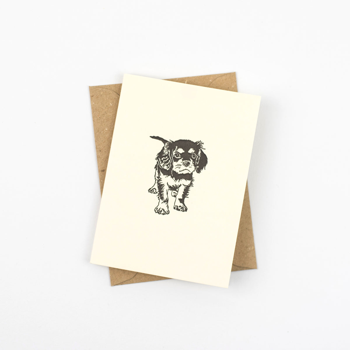Cavalier King Charles Spaniel Puppy Little Letterpress Notecard