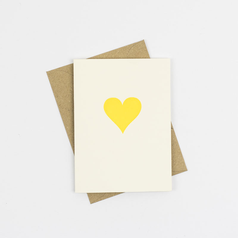 Neon Yellow Loveheart Little Letterpress Notecard