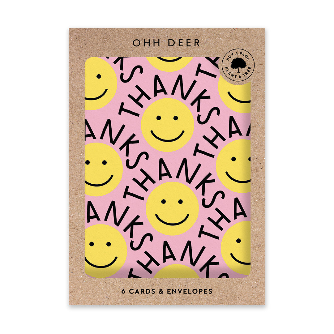 Yellow Smiley Thank You Card 6 Pack By Penny Black