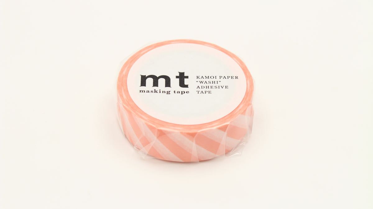 mt Washi Tape - 1P Stripe Salmon Pink by penny black shown in the packaging