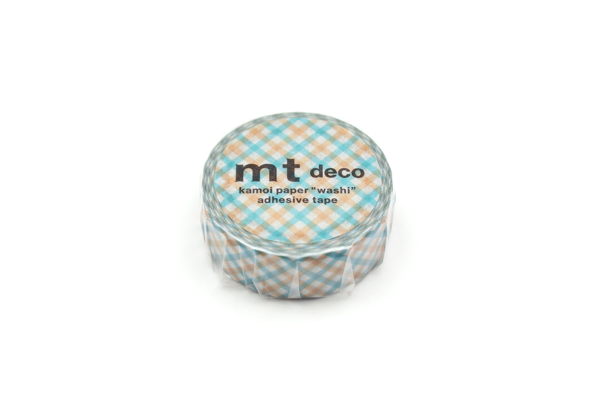 mt Washi Tape - 1P Overlap Checkered Orange by penny black showing tape in packaging