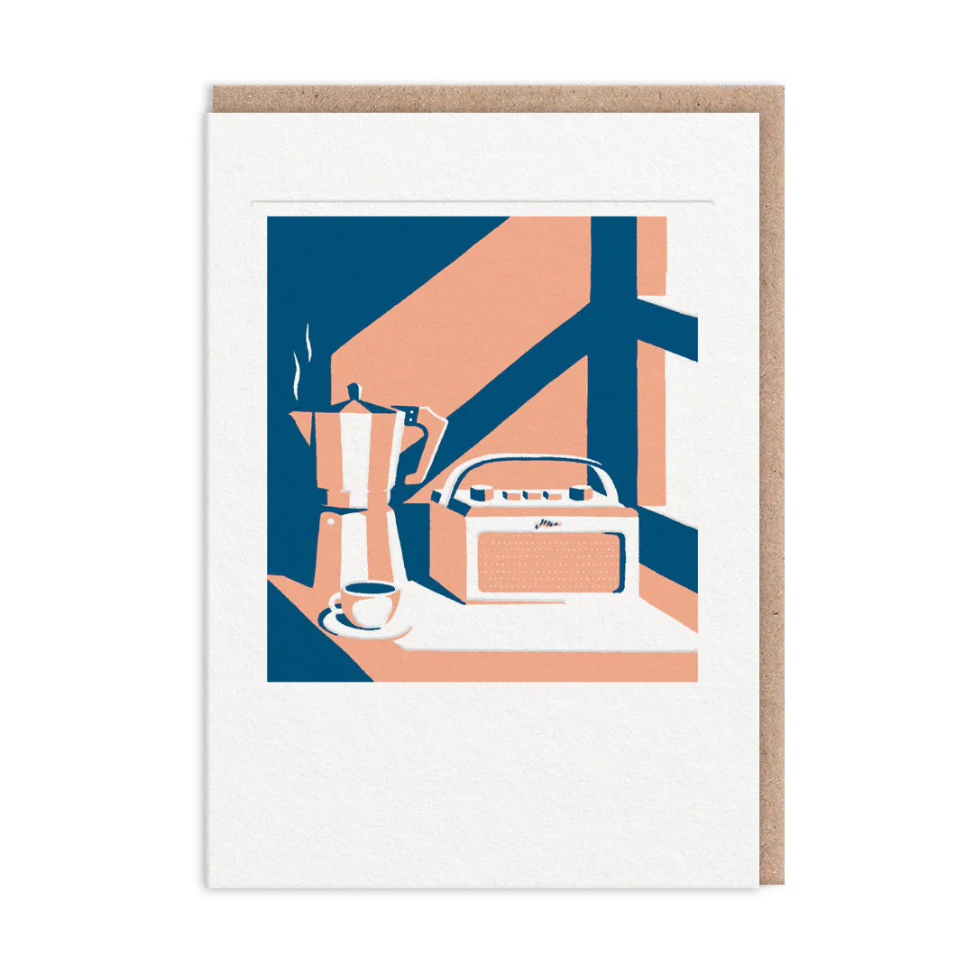 Coffee Pot & Radio Miles Tewson Art Card by penny black