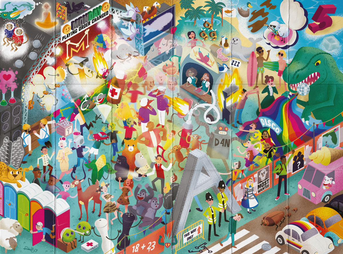 Riddle Pics - Music Edition Game showing product unfolded at penny black