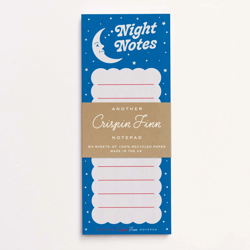 Night Notes List Typographic Notepad in packaging