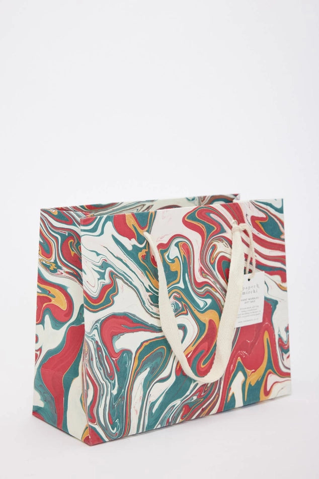 Noel Striations Hand Marbled Medium Christmas Gift Bag by penny black