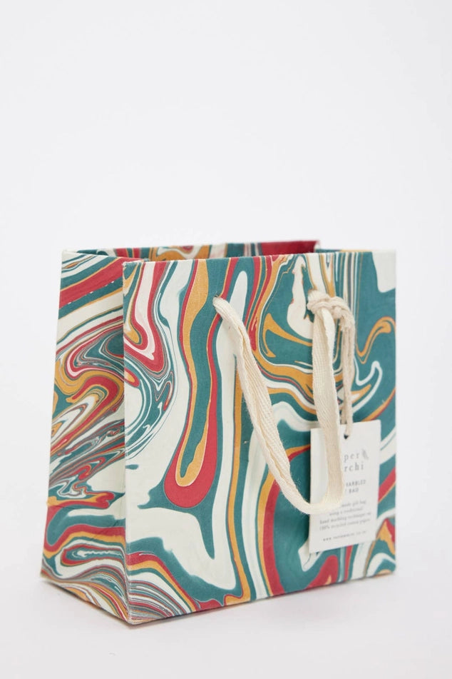 Noel Striaitions Hand Marbled Small Christmas Gift Bag by penny black