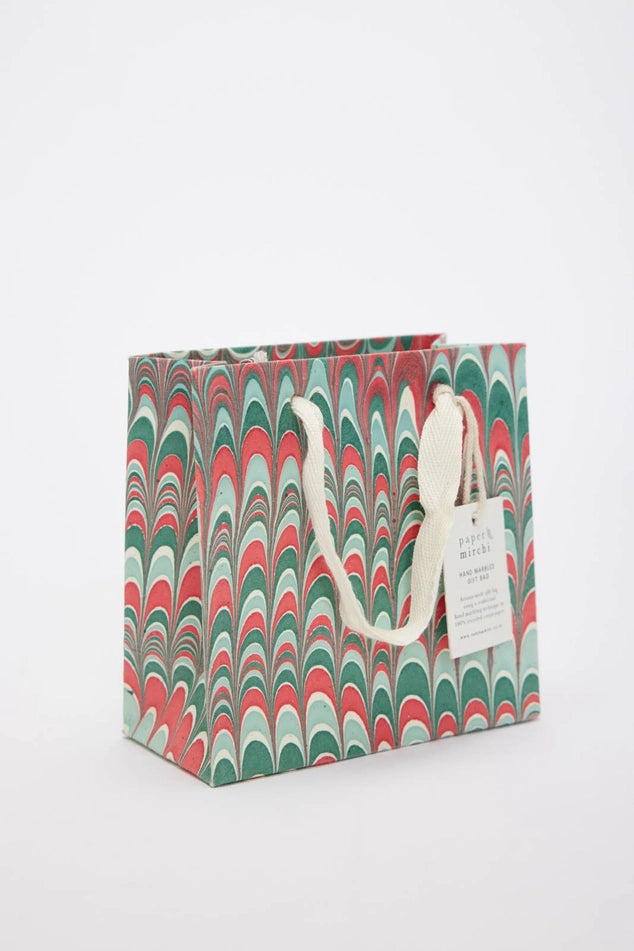 Noel Scallop Hand Marbled Small Christmas Gift Bag by penny black