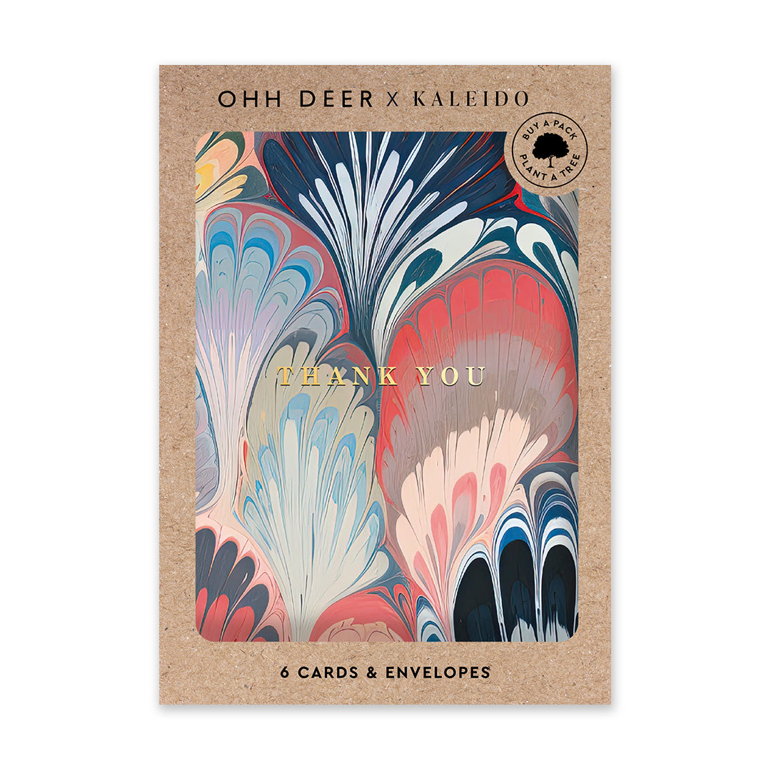 Scalloped Marble Print Thank You Card 6 Pack By Penny Black