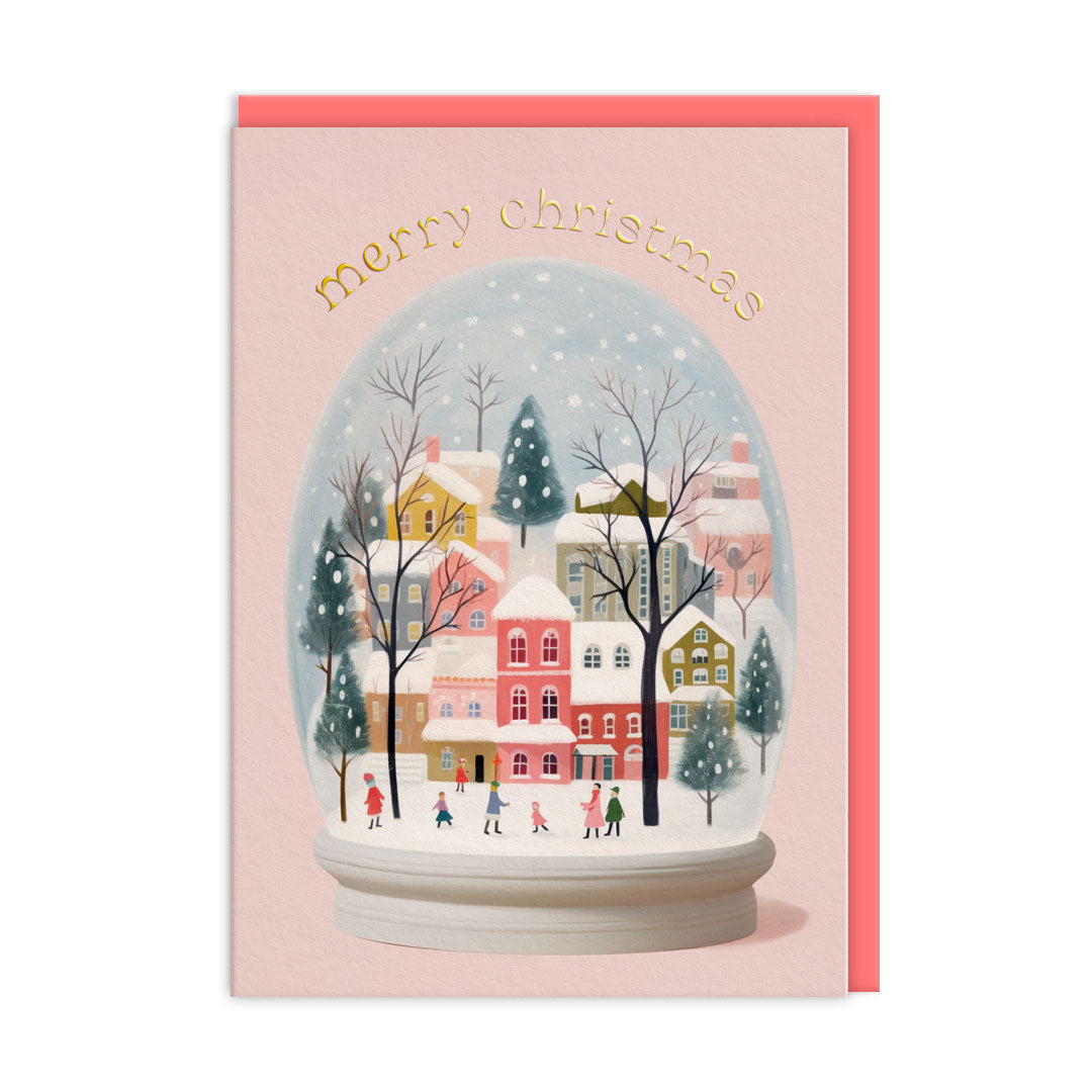 Pastel Pink Snow Globe Christmas Card Set 9 Pack by penny black