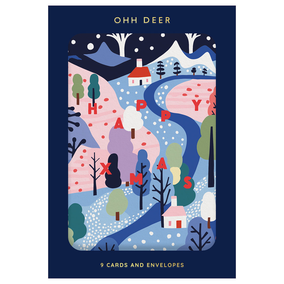 Scandi Town Colourful Christmas Card Set 9 Pack By Penny Black