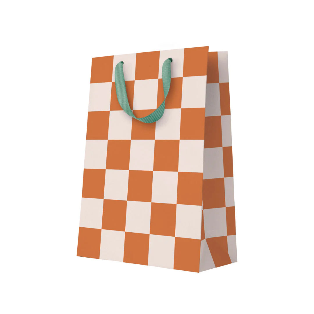 Burnt Sienna Checkerboard Large Gift Bag By Penny Black