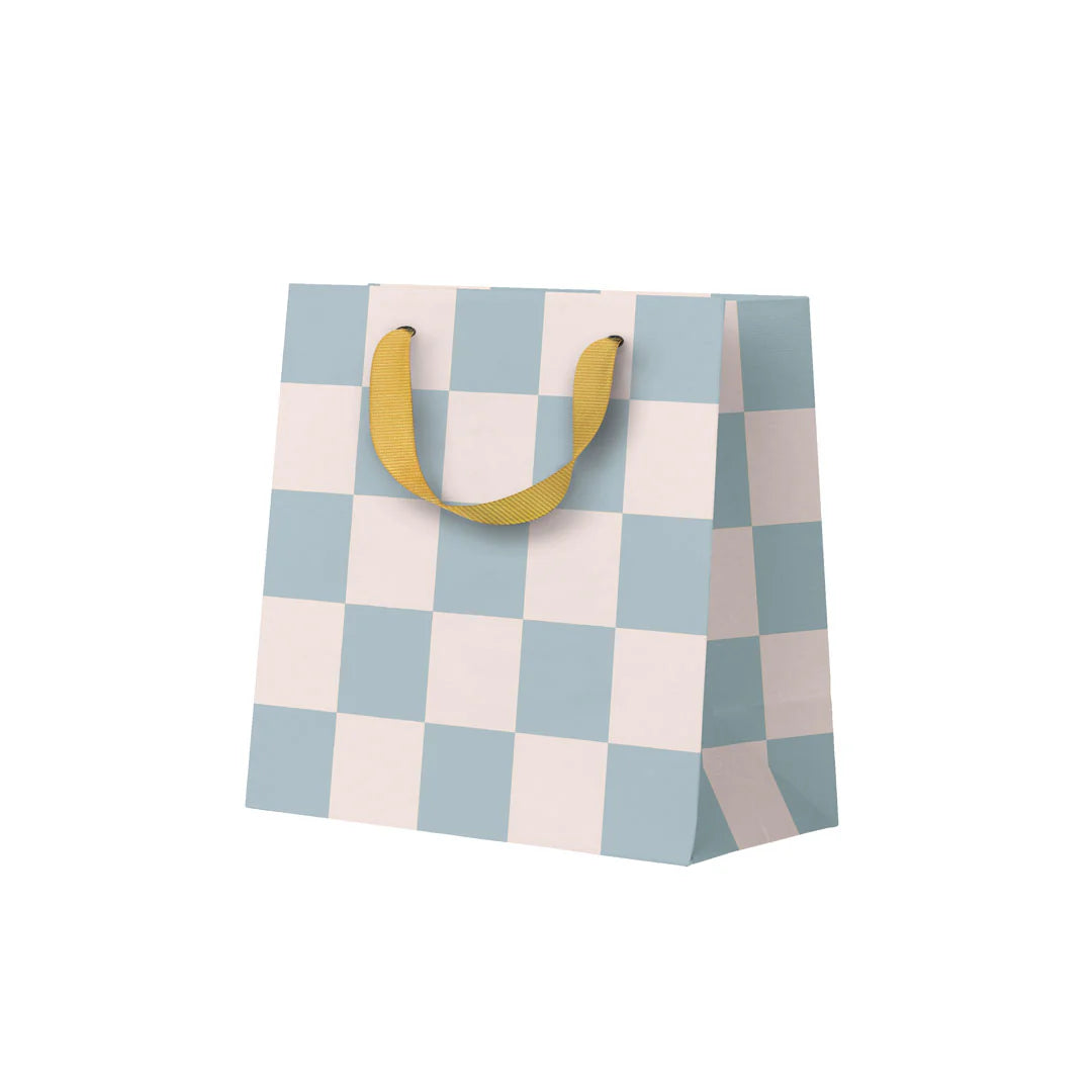 Pale Blue Checkerboard Mini Gift Bag By Penny Black