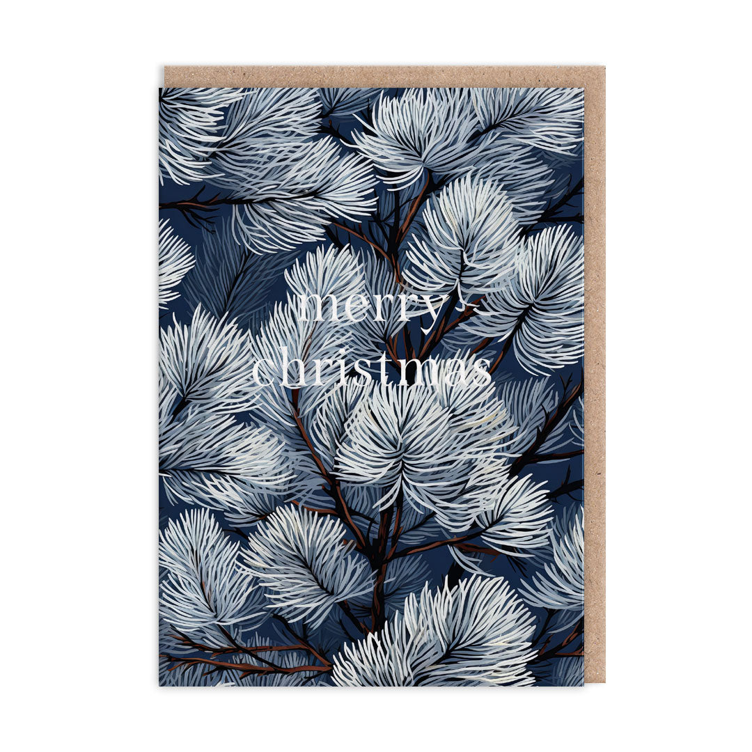 Botanical Blue Hues Fir Tree Christmas Card By Penny Black