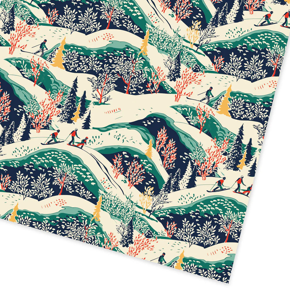 On The Ski Slope 3m Christmas Gift Wrapping Paper Roll By Penny Black - close up