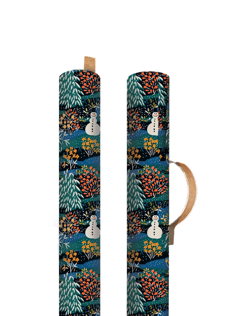Florals & Snowman 3m Christmas Gift Wrapping Paper Roll By Penny Black