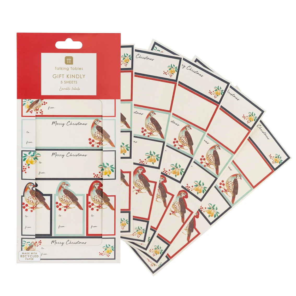 Partridge & Pear Christmas Gift Label Stickers 50 Pk By Penny Black