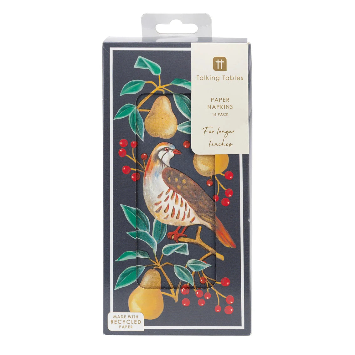 Festive Partridge Long Paper Napkins 16 Pack By Penny Black