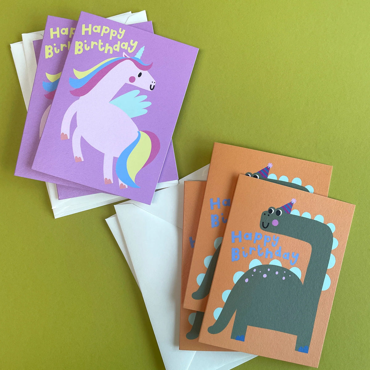 Raspberry Blossom Dinosaur &amp; Unicorn Birthday Cards 6 Pack By Penny Black
