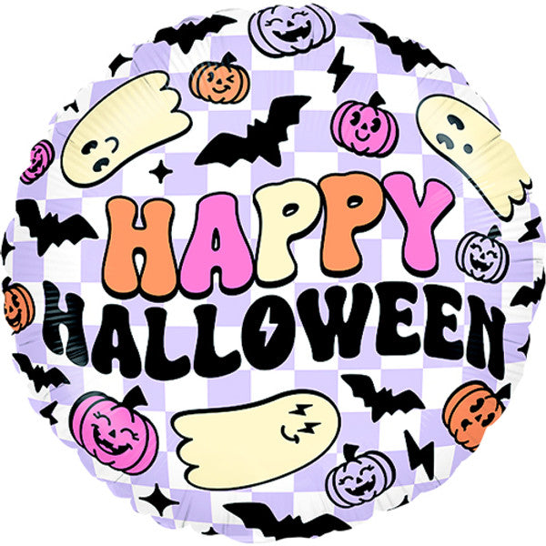 Happy Halloween Retro Checker 18" Foil Balloon by penny black