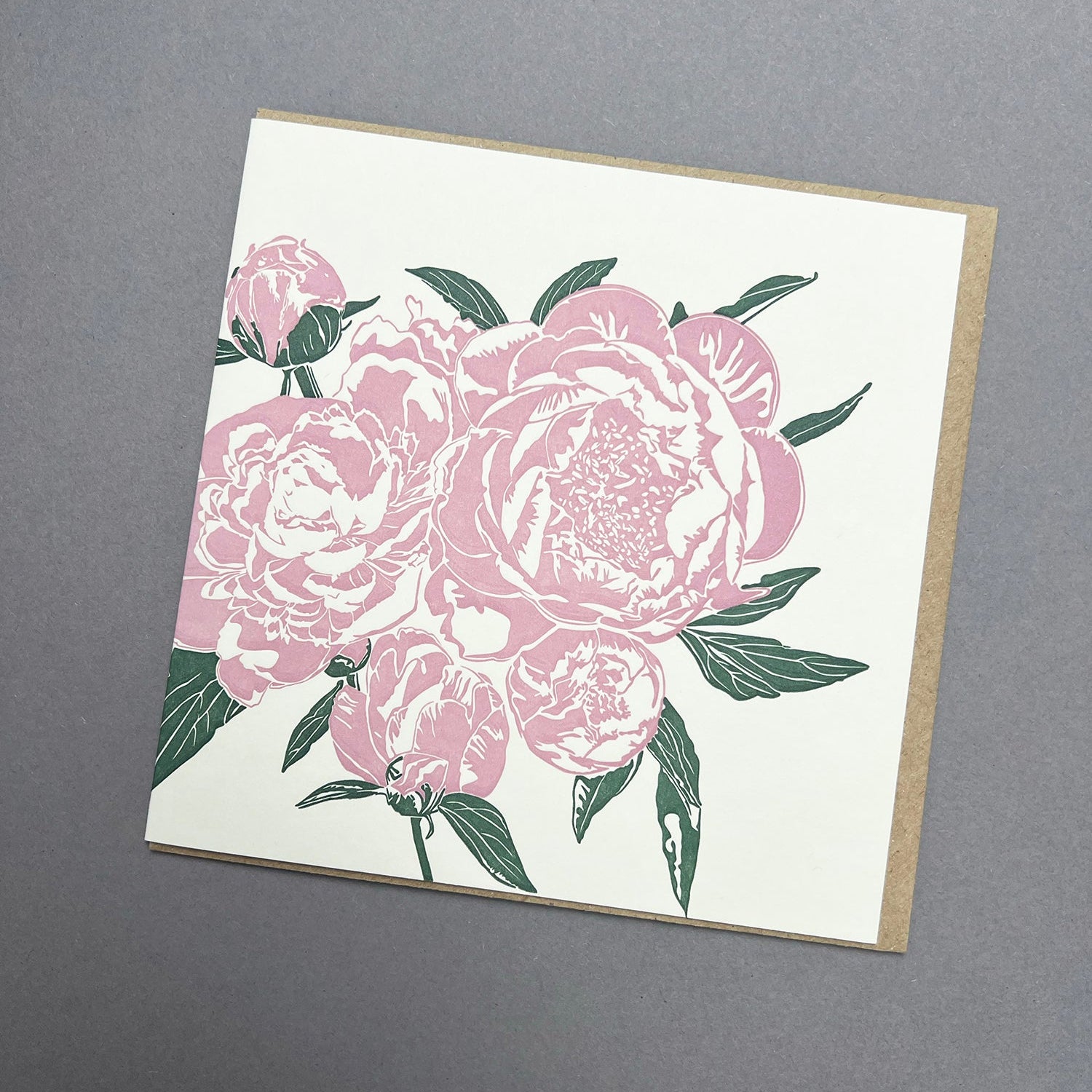 Dusty Pink Peony Letterpress Card by penny black