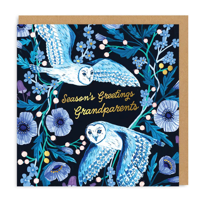 Season&#39;s Greetings Grandparents Owl Christmas Card from penny black